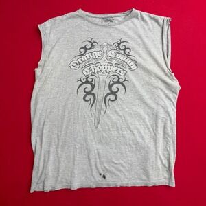 VTG Y2K Orange County Choppers Mens XXL CUTOFF Muscle T-Shirt Gray Tribal OCC